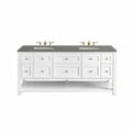 James Martin Vanities Breckenridge 72in Double Vanity, Bright White w/ 3 CM Grey Expo Top 330-V72-BW-3GEX